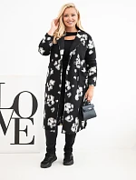 Elegantní dámský plášť Plus Size s límci leopardí černý