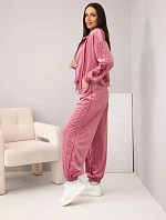 Dámská sada z viskózy s mikinou na zip a jogger kalhotami sametový tmavě růžová