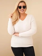 Dámský svetr Plus Size z baby alpaky s dlouhým rukávem béžový