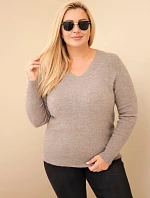 Dámský svetr Plus Size z baby alpaky s dlouhým rukávem fango zelená