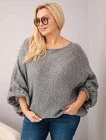 Dámský svetr Plus Size s přídavkem vlny volného střihu tmavě šedý