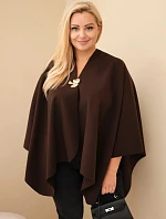 Dámské pončo Oversize s broží narzutka hnědá