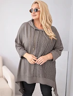 Dámska bavlnená mikina Plus Size s kapucňou a pleteným vsadkom fango