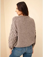 Dámský svetr s model 22540782 rukávy fango - K-Fashion Dámský svetr s model 22540782 rukávy fango - K-Fashion