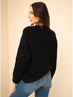 Dámský svetr s model 22540792 rukávy černá - K-Fashion Dámský svetr s model 22540792 rukávy černá - K-Fashion