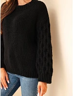 Dámský svetr s model 22540792 rukávy černá - K-Fashion Dámský svetr s model 22540792 rukávy černá - K-Fashion
