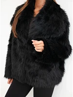 Krátká dámská model 22550902 bunda s velkým límcem černá - K-Fashion Krátká dámská model 22550902 bunda s velkým límcem černá - K-Fashion