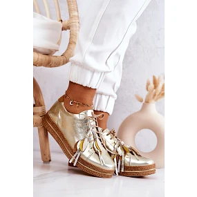 Skórzane Półbuty Maciejka 04550-25 Złote