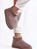 Damskie Zamszowe Niskie Śniegowce Szare Shelie