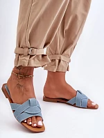 Damskie Materiałowe Klapki Jasnoniebieskie Aversa