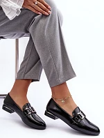 Mokasyny Damskie Lakierowane Z Ozdobą Czarne Camilena