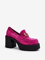 Zazoo 20170 Półbuty Zamszowe Damskie Na Słupku Fuksja