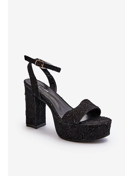 Džínové sandály na podpatku černé model 21649730 - Boto