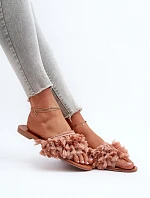 Płaskie Klapki Damskie Z Frędzlami Brudny Róż Rialle