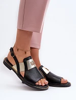 Zazoo 40385 Damskie Skórzane Sandały Czarne