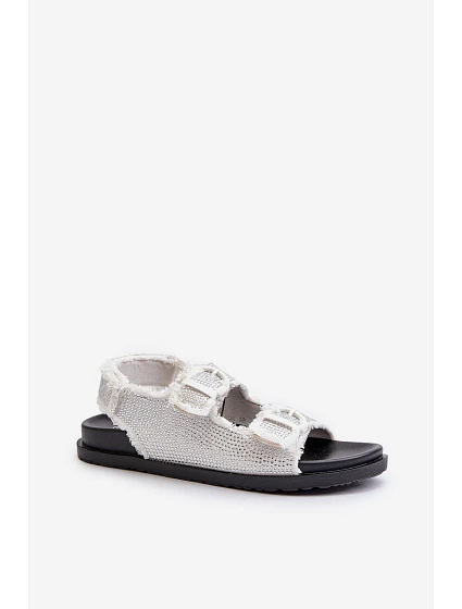 Dámské bílé zdobené džínové sandály model 21657662 - Boto