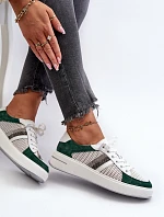 Sneakersy Skórzane Damskie D&A LR110 Zielono-Białe