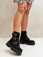 Ocieplane Botki Damskie Ze Zdobieniem Czarne Ciascia