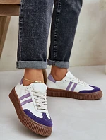 Zazoo N1068S6 Skórzane Niskie Sneakersy Damskie Na Platformie Białe