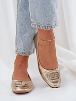 Baleriny Na Płaskiej Podeszwie Z Ozdobą Złote Ainoria