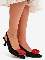 Zamszowe Eleganckie Czółenka Na Szpilce CheBello 4666 Czarne