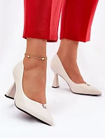 Eleganckie Czółenka Na Rozszerzanej Szpilce Vinceza 62222 Beżowe