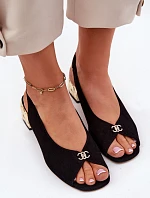 Zamszowe Eleganckie Sandały Damskie CheBello 4724 Czarne