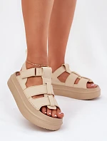 Sandały Damskie Na Platformie Beżowe Nitavelia
