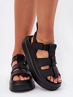 Sandały Damskie Na Platformie Czarne Nitavelia
