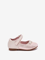 Balerinki Dziecięce Na Rzep Z Kwiatuszkami Różowe Nikione