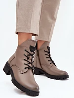 Ocieplane Botki Damskie Na Klocku Vinceza 58609 Szare