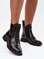 Lakierowane Botki Damskie Z Naturalnej Skóry D&A MR52-108 Czarne