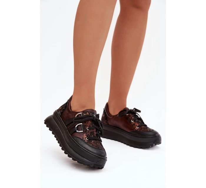 Kožené dámské tenisky na platformě Maciejka 06562-25 čokoládové Kožené dámské tenisky na platformě Maciejka 06562-25 čokoládové