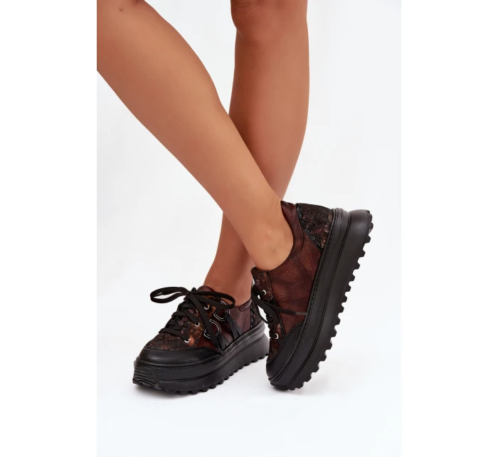 Kožené dámské tenisky na platformě Maciejka 06562-25 čokoládové Kožené dámské tenisky na platformě Maciejka 06562-25 čokoládové