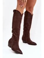 Eko Semišové Kozačky Dámské Na Podpatku Čokoládové Jenaya Eko Semišové Kozačky Dámské Na Podpatku Čokoládové Jenaya