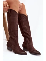 Eko Semišové Kozačky Dámské Na Podpatku Čokoládové Jenaya Eko Semišové Kozačky Dámské Na Podpatku Čokoládové Jenaya