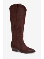 Eko Semišové Kozačky Dámské Na Podpatku Čokoládové Jenaya Eko Semišové Kozačky Dámské Na Podpatku Čokoládové Jenaya