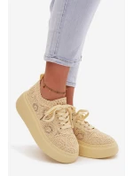 Pletené dámské tenisky na platformě Žluté Evalora Pletené dámské tenisky na platformě Žluté Evalora