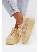 Pletené dámské tenisky na platformě Žluté Evalora Pletené dámské tenisky na platformě Žluté Evalora