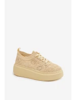 Pletené dámské tenisky na platformě Žluté Evalora Pletené dámské tenisky na platformě Žluté Evalora