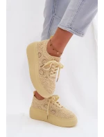 Pletené dámské tenisky na platformě Žluté Evalora Pletené dámské tenisky na platformě Žluté Evalora