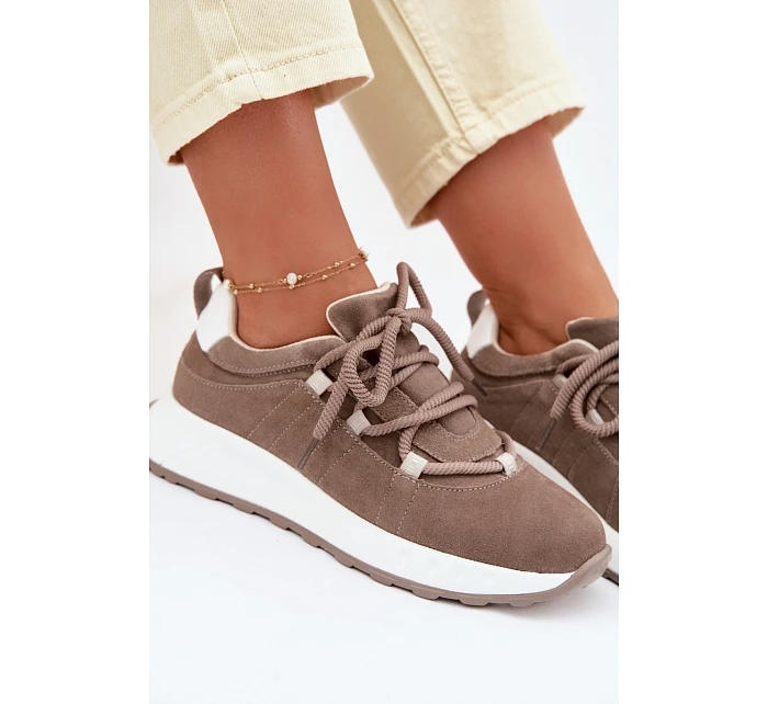 Dámské kožené semišové tenisky Hnědé Bemela Dámské kožené semišové tenisky Hnědé Bemela