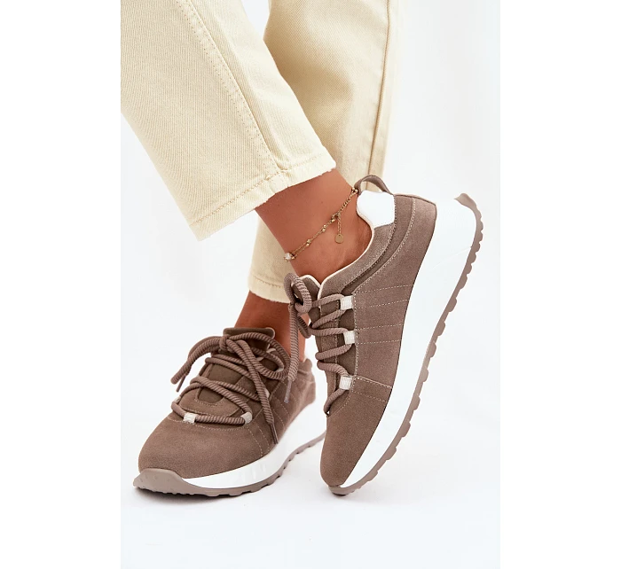 Dámské kožené semišové tenisky Hnědé Bemela Dámské kožené semišové tenisky Hnědé Bemela