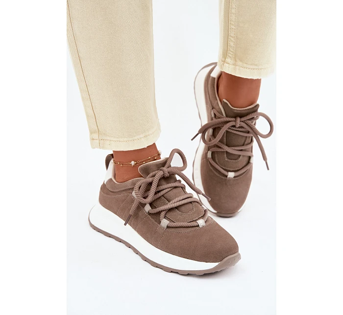 Dámské kožené semišové tenisky Hnědé Bemela Dámské kožené semišové tenisky Hnědé Bemela