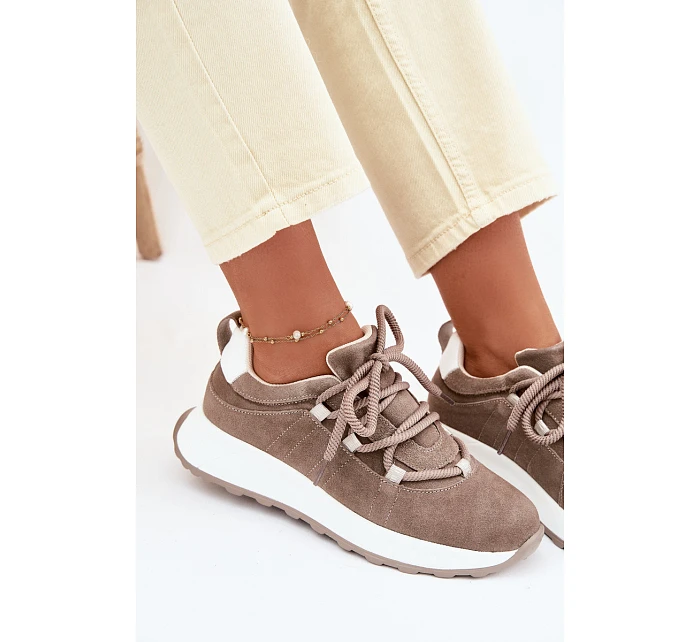 Dámské kožené semišové tenisky Hnědé Bemela Dámské kožené semišové tenisky Hnědé Bemela