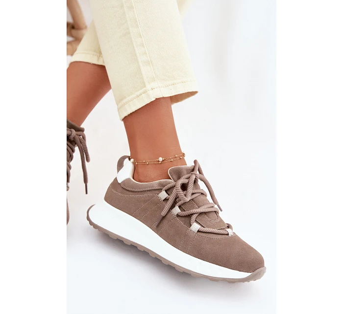 Dámské kožené semišové tenisky Hnědé Bemela Dámské kožené semišové tenisky Hnědé Bemela