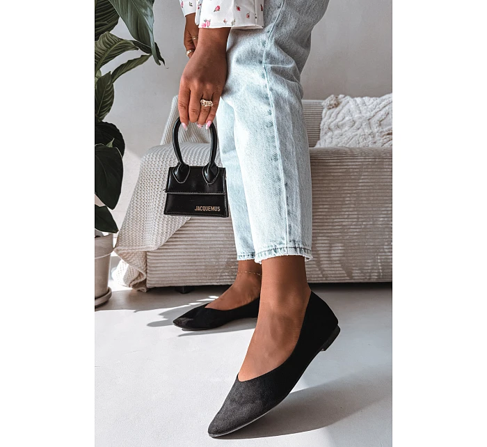 Baleríny Ploché Eko Semiš Černé Lelisa Baleríny Ploché Eko Semiš Černé Lelisa