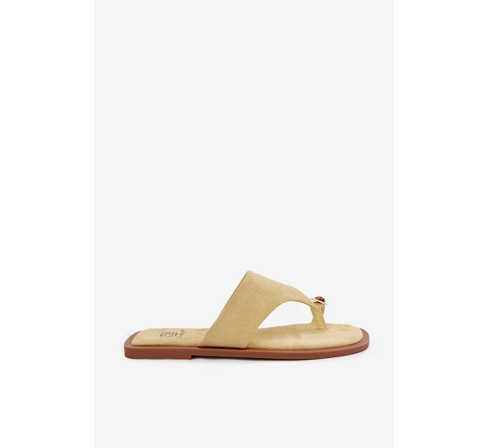 Dámské ploché žabky s ozdobným detailem Žluté Fedira Dámské ploché žabky s ozdobným detailem Žluté Fedira