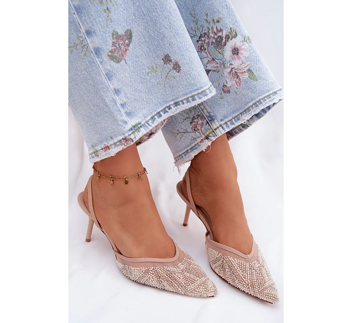 Ozdobené sandály s na Béžové model 22111300 - Boto Ozdobené sandály s na Béžové model 22111300 - Boto