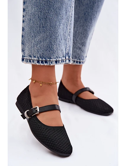 Textilní baleríny s páskem a přezkou model 22122509 - Boto